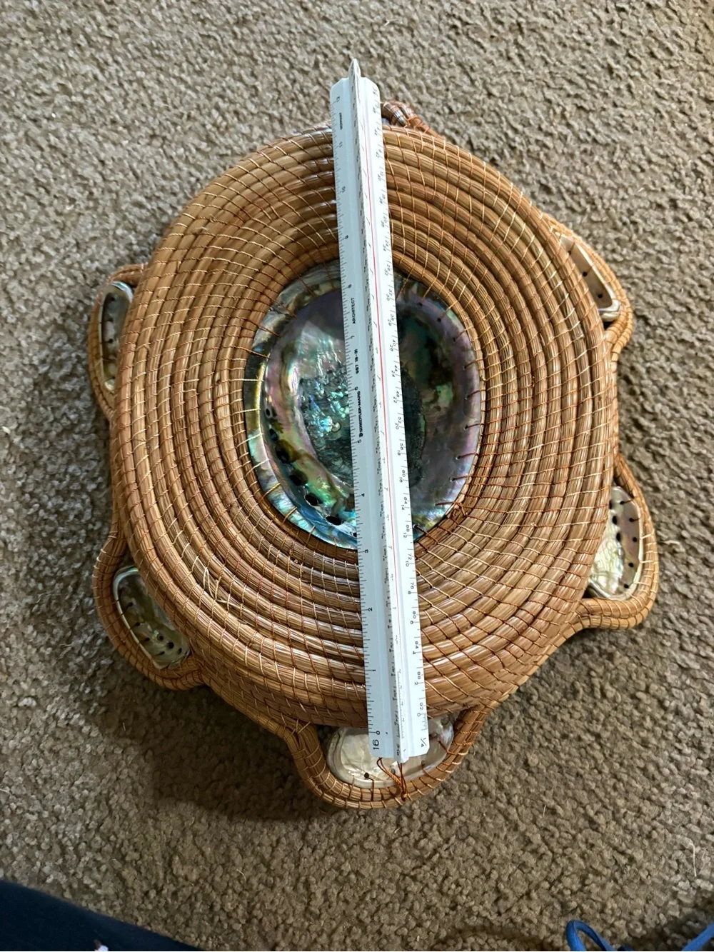 Woven Rattan Wall Basket with Decorative Shells